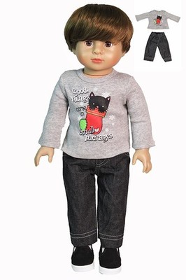 Small Packages Stocking Kitty Pant Set  Fits 18'' American Boy Girl Doll Clothing