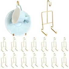16 Pcs Small Tea Cup and Saucer Display Stand Holder Rack China Metal Cup Sau...
