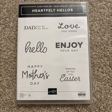 NEW Stampin Up HEARTFELT HELLOS Cling Stamp Set 6 Pieces 162964