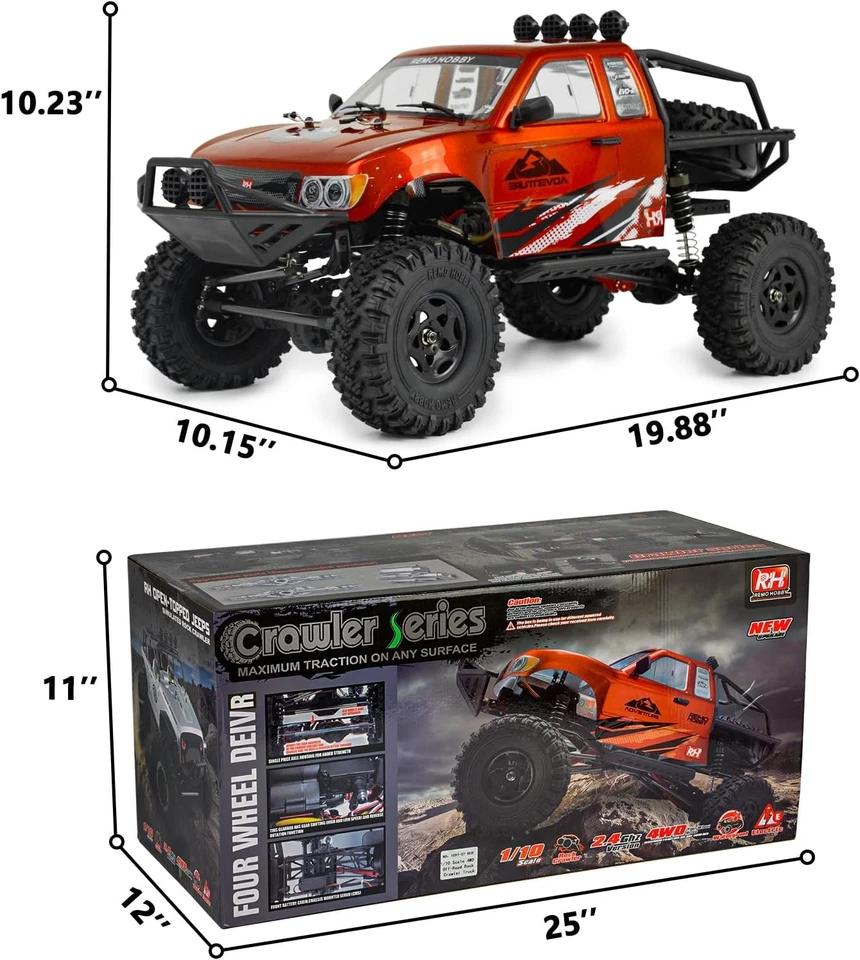Remo 1:10 Rock Crawler RC Truck 4WD Off-Road RC Car w/ Two-Speed Gearbox For Kid - Image 2 of 4
