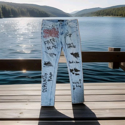 Serenede Liberated Written Print Jeans Size 34
