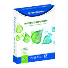 Multipurpose Paper, 20 Pound, 92 Bright, 400 Sheets, 8.5x11 Inches 00492 ,White