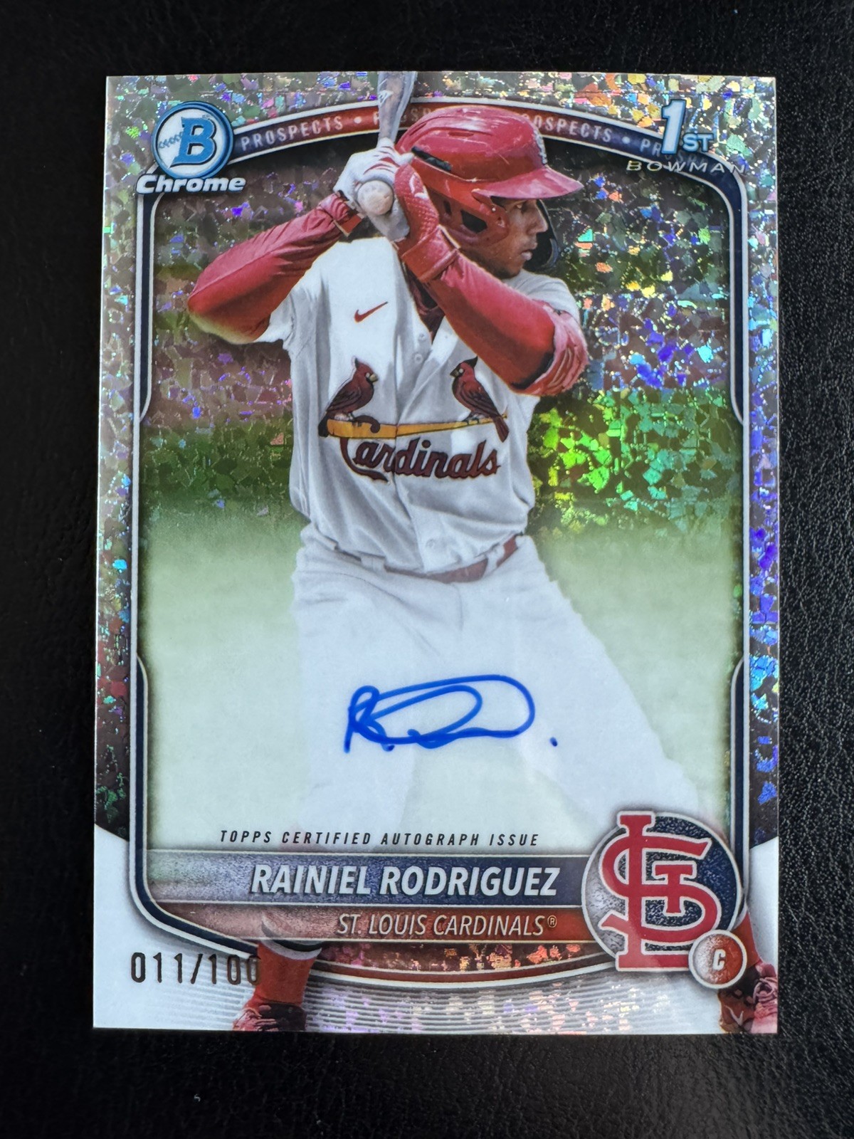 2025 Bowman Chrome 1st Rainiel Rodriguez Mini Diamonds Refractor Auto 1st #/100