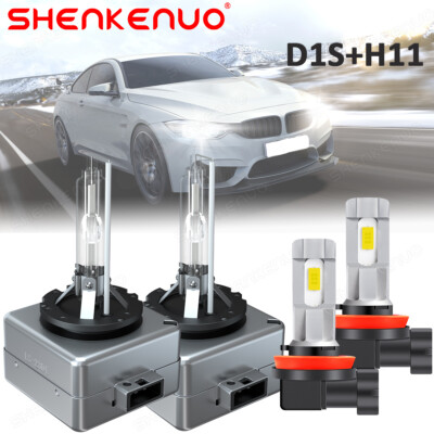 For BMW 335i 2007-2015 HID Headlight High/Low Beam + LED Fog Light Bulbs White