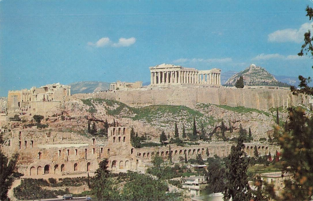 Postcard Acropolis Athens Greece Olympic Airways Boeing 707-320 | eBay