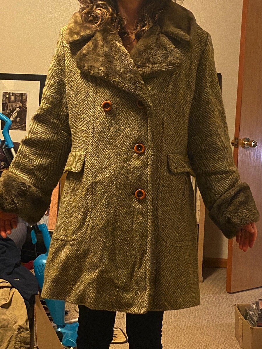 70's Vintage Davis of Boston エコファーコート Vintage Davis Of Boston Wool Coat Faux Fur Lined WARM WINTER