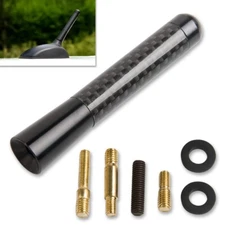 TRD Real Carbon Fiber Topper Antenna BLACK Aluminum Stubby 3" Inch AM/FM