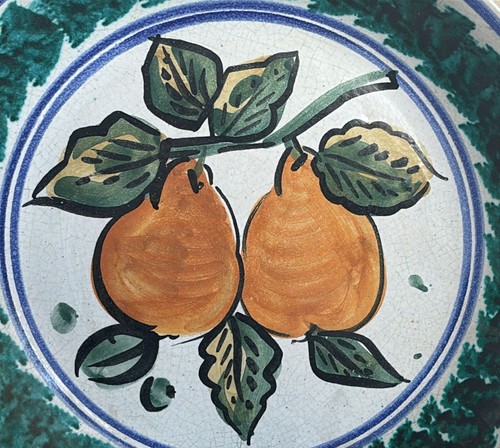 ANTICO GRANDE PIATTO IN MAIOLICA DI CALTAGIRONE ANTICA CERAMICA SICILIANA - Foto 8 di 13