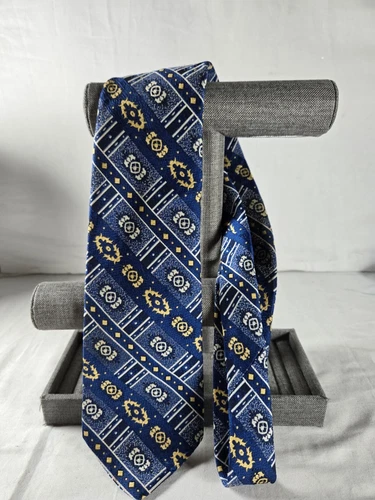 Superba Sugar & Spice Neck Tie Mens Blue Geometric Print Polyester Outdoor