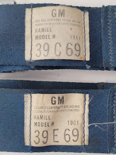 Pair of Hamill GM 1911 Shoulder Strap Lap Seat Belt Buckle Blue Unit OEM - Picture 14 of 23