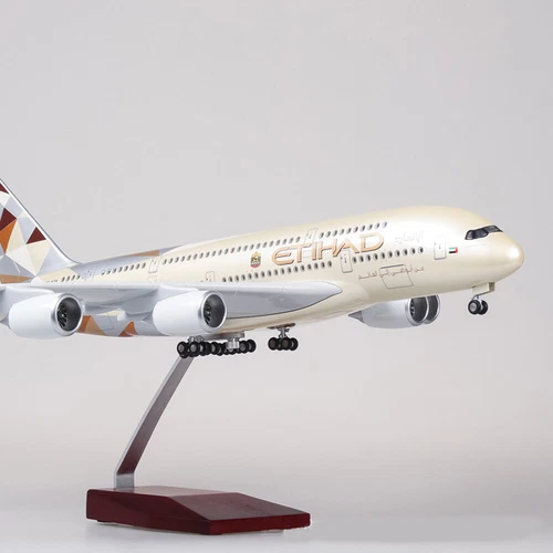 1/160 A380 17" Etihad Aereo Lampada LED Resina Aeromobile Passanger Modello - Foto 13 di 13
