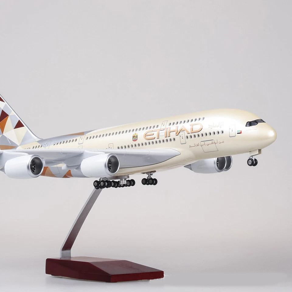Scale A380 Model Plane Diecast Airbus A380 Model Airplane with Stand & LED Lamp - Image 4 of 4