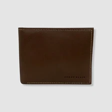 Perry Ellis Portfolio Mens Brown Bi-Fold Leather Wallet