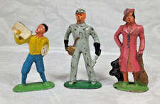 3 - Vtg. 1930's Barclay Manoil Dimestore Lead People Lady Paperboy Railroad Man