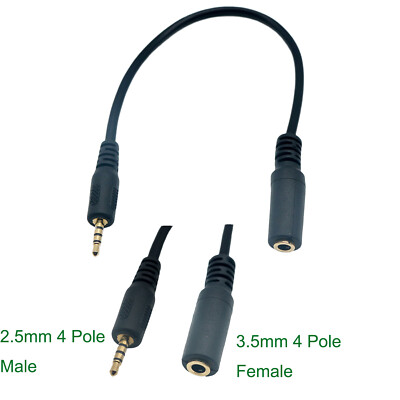 10x 3.5mm Female to 2.5mm Male Converter Headphone Audio Extension Cable 4 Poles
