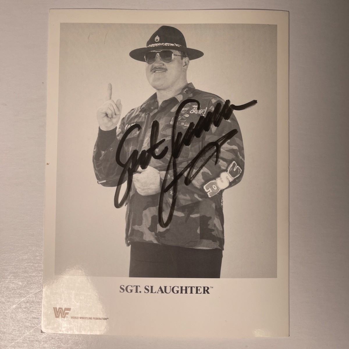 SIGNED AUTO Vintage Original 1984 WWF Sgt Slaughter *rare* Pose