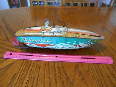 JOUET ANCIEN RADIGUET BATEAU A VAPEUR 42CM VERS 1900 BOITE ET MARINS