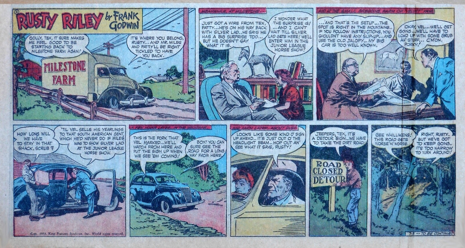 Rusty Riley by Frank Godwin - Kentucky horse - Sunday comic page - July ...