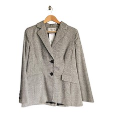 Helen Berman Wool Check Jacket Size 14 Black And White
