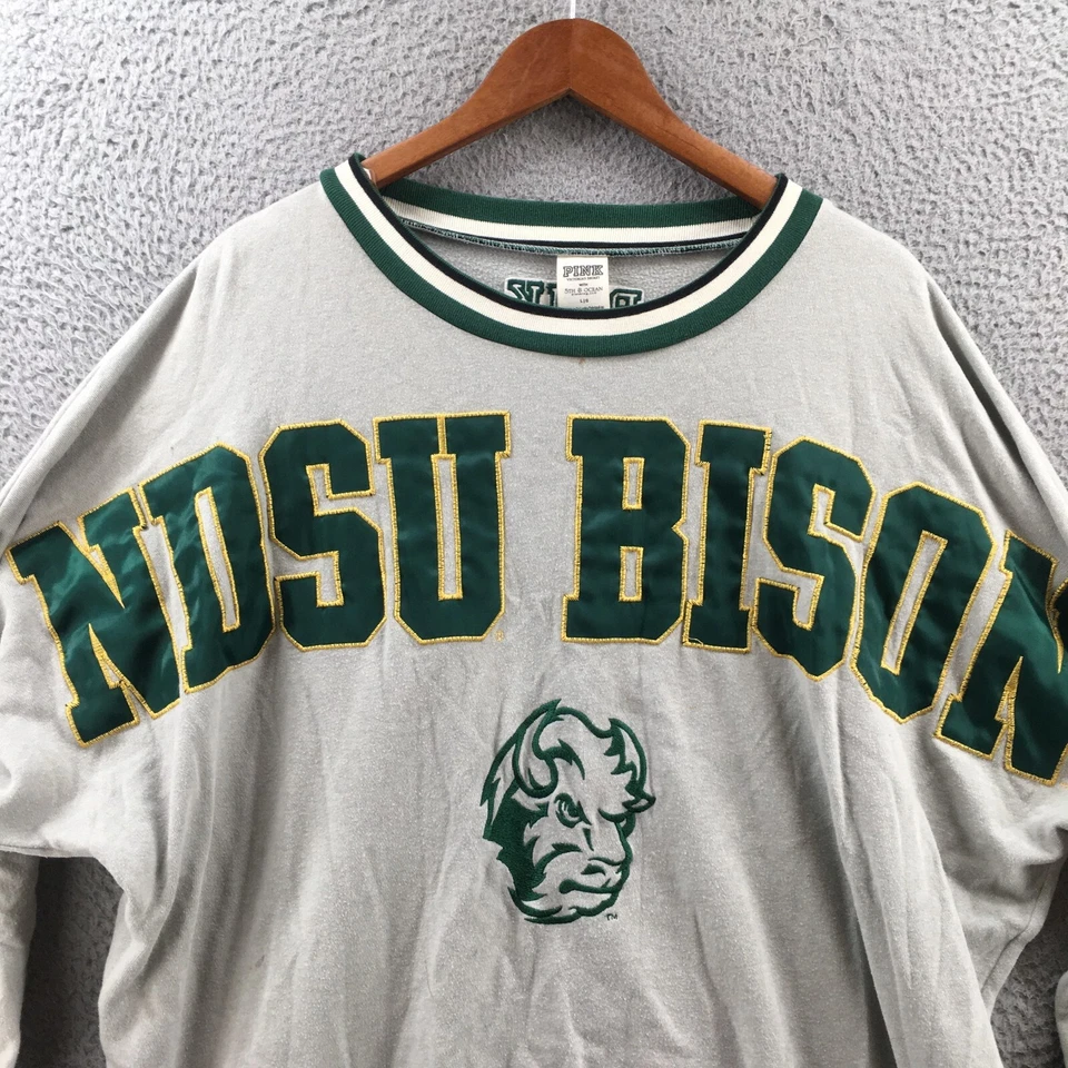 Suéter Rosa Victoria Secret NDSU BISONTE Mujer Grande Gris Cuello Redondo Mangas Largas Foto 2 de 4