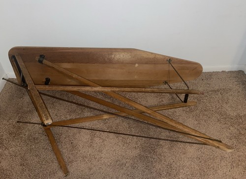 Antique Wooden Folding Ironing Board Nice Hardware w Floral Magla Iron Glide Pad - Bild 14 von 22