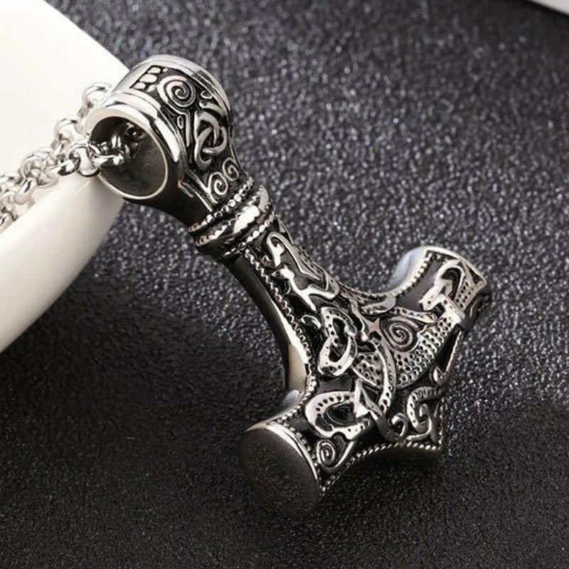 Collar Colgante MENDEL Para Hombres Acero Inoxidable Nórdico Vikingo Thors Martillo Mjolnir Foto 3 de 4