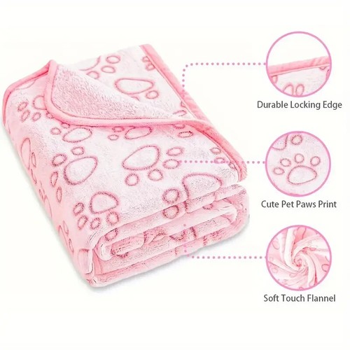 COPERTA IN PILE ROSA STAMPA ZAMPA ANIMALE DOMESTICO GATTO COPERTE CANE CUCCIOLO GATTO - DESIGN ZAMPA CARINO. - Foto 2 di 7