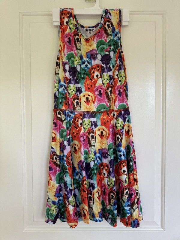 Jxstar Colorful Dogs Puppy Girls Tank Dress- Size 12-13- VGUC