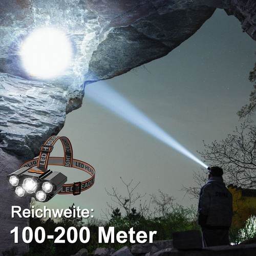 2X Kopflampe Stirnlampe LED Lampe Scheinwerfer Aufladbar & LICHT Akku 4-Modi DE - Bild 15 von 15