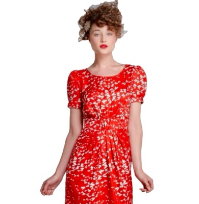 karen walker red dress Karen Walker Silk blend pleated midi dress