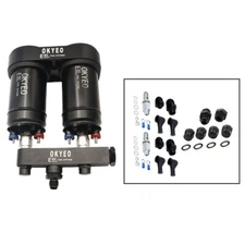 OKYEO 044 High Flow External Fuel Pump + Dual Bracket & Out Manifold AN8