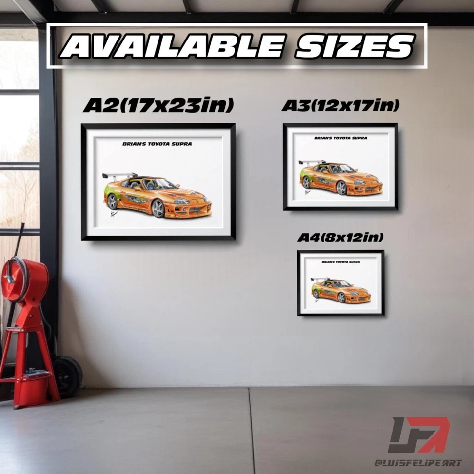 Fast and Furious car art poster: BRIAN'S TOYOTA SUPRA MK4 - Image 4 of 4