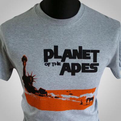 Planet of the Apes T Shirt Retro Movie Sci Fi Statue of Liberty Classic grey