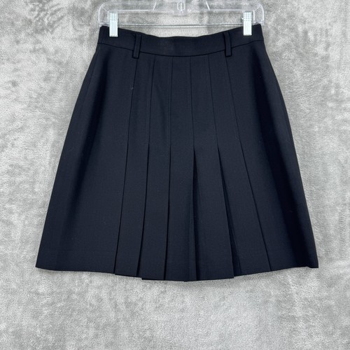 Vintage Mondi Skirt Womens 36 Wool Pleated Preppy Academia Button Career Wrap - Picture 2 of 7