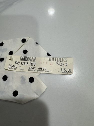 Bullocks White With Black Poka Dots Tie - Picture 3 of 4