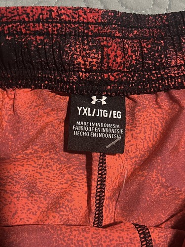 Under Armour Shorts Youth Teen Boys XL Loose Fit Athletic Running Orange Black - Picture 5 of 11