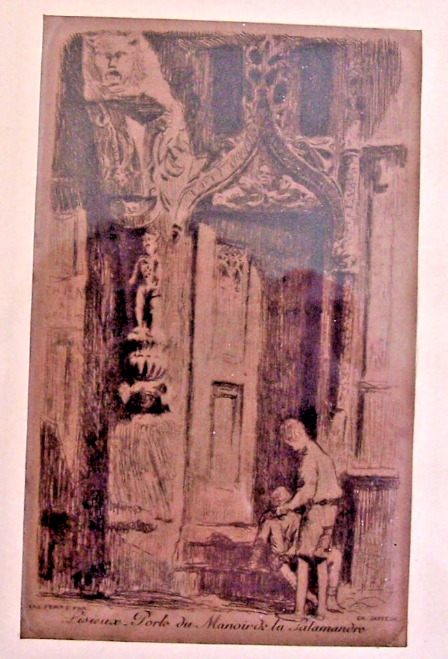 LOT 2 Cadres GRAVURES EAU FORTE Thème sur la Ville de LISIEUX par CH. JAFFEUX - Photo 2/4