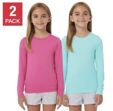 NEW 32 Degrees 2 Pack Long Sleeve Crew Neck Air Mesh Sports UPF 40 Cooling LARGE