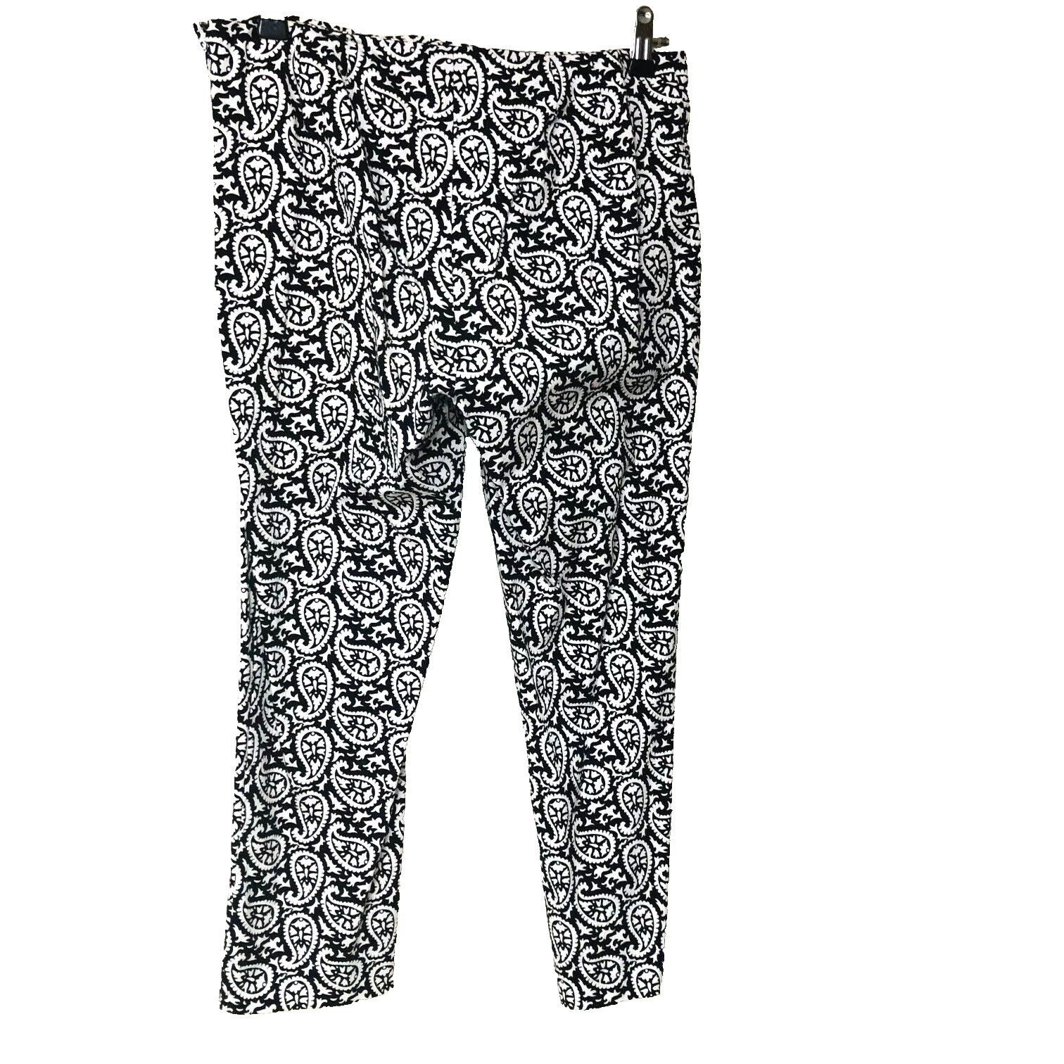 Michael Kors Black White Paisley Crop Pants Women's 6 Cotton 30 x 23.75 Zip thumbnail 3