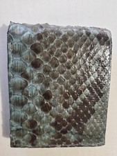 New Genuine Gray Snake Leather Skin Bi-fold Slim Wallet Leather Interior.