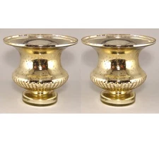 Compote Bowl Vase Glass Gold Mercury Urn 8"Dia 7"High  Set/2