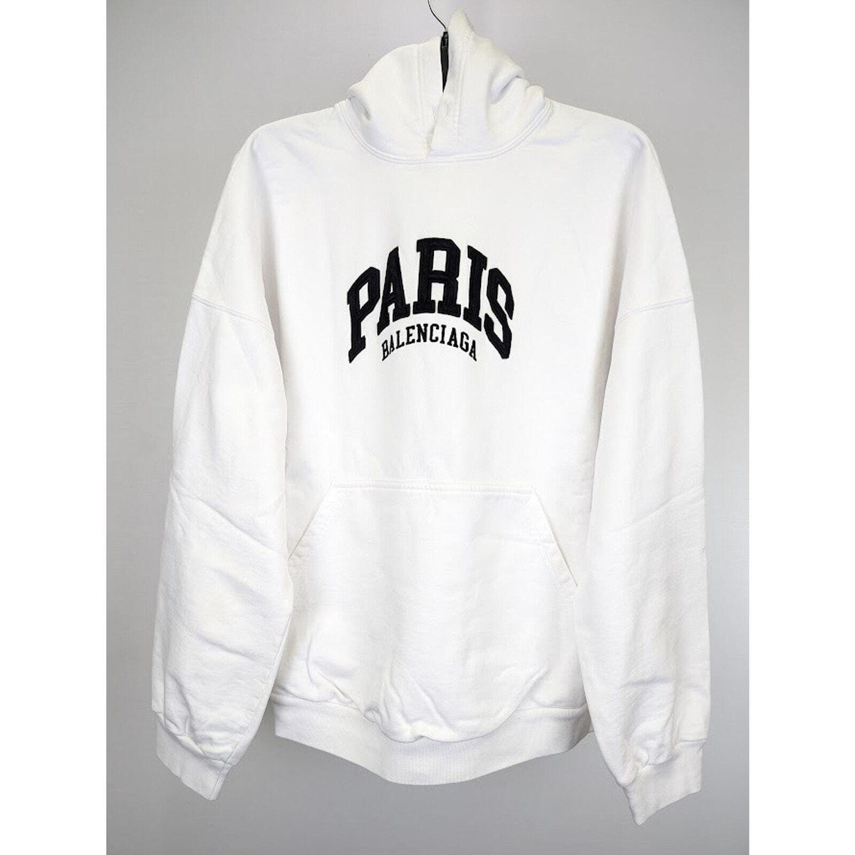 Size 4★SALE★メンズBALENCIAGA★PARISロゴフーディホワイト Balenciaga Paris Balenciaga Logo Hoodie in White BNWT 4 | eBay