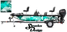 Crappie Fishing Fish Boat Bass Skeletons Teal Decal Black USA Graphic Vinyl Wrap
