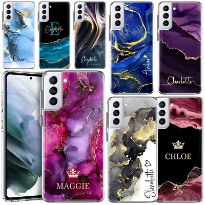 For Samsung Galaxy S24 FE S26 Ultra S25 Marble Personalised Phone Case Gel Cover