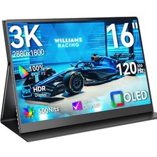 3K 120Hz OLED Portable Monitor 16'' Type C IPS Display Screen for Laptop PS4/5