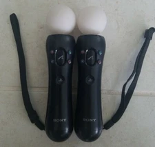 2X PLAYSTATION 3 MOVE BUNDLE MOTION CONTROLLERS PS3 VR OEM REMOTES W STRAPS! S84