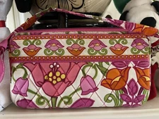 VERA BRADLEY Wristlet or Large Wallet LILLI BELL Pink Green White 7x4x1