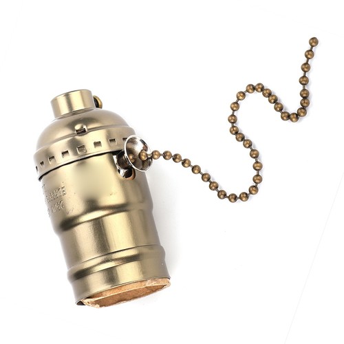 (Bronze)E27 Aluminum Vintage Light Socket With Pull Chain Desk Lamp Lighting AOS - Picture 13 of 22