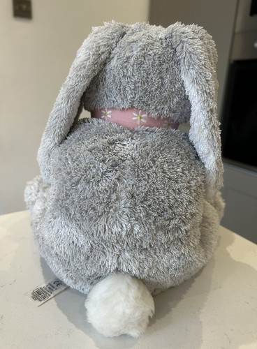 M&S VINTAGE GREY BUNNY RABBIT COLLAR SOFT TOY TEDDY PLUSH 1026122 RARE - Picture 2 of 3