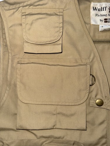 Lee Wulff Fly Fishing Apparel Utility Khaki Fishing Vest Multi Pocket/Pouch SZ L - Picture 7 of 15